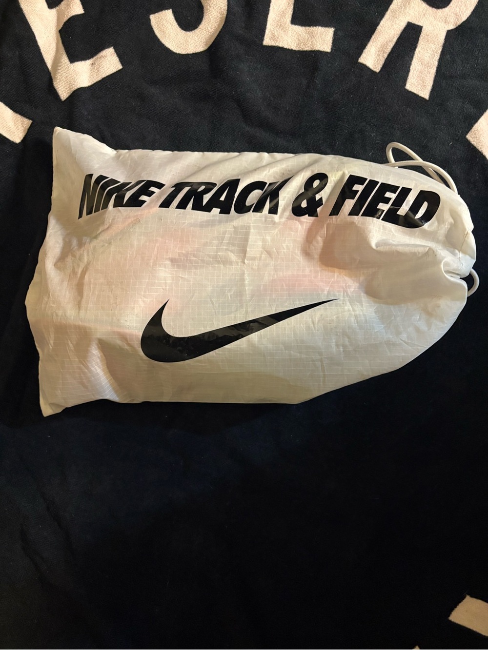 Nike White Track & Field Drawstring Pouch with Black Logo